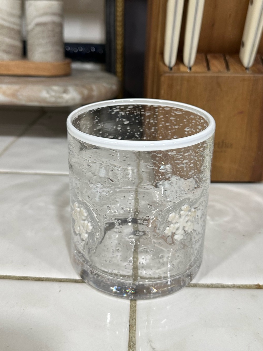 Christmas Snowflake Juice Icon Glass NWOT